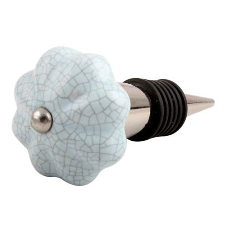 Baby Blue Crackle Ceramic Wine Stopper